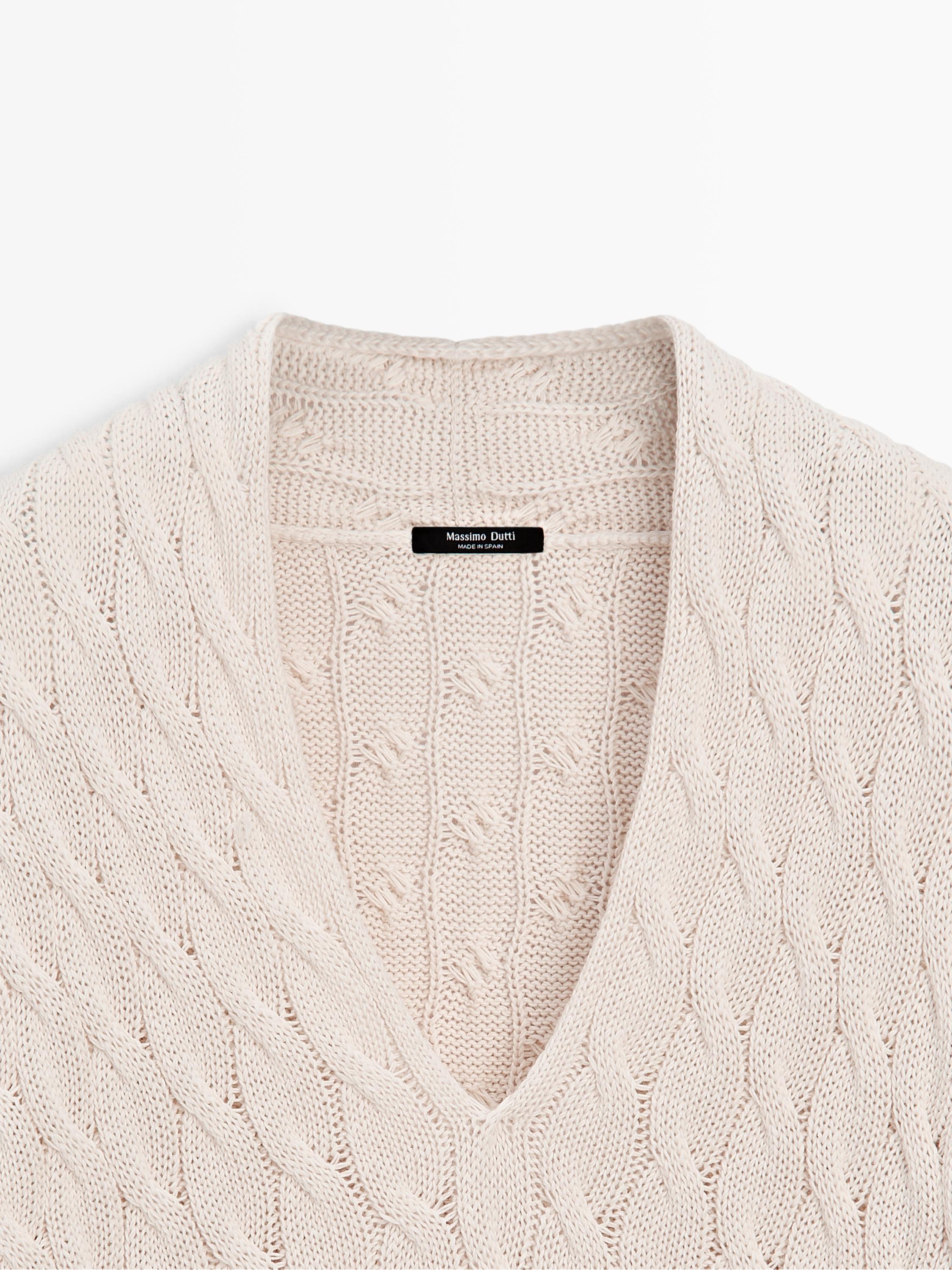 Cotton blend knit sweater with knot details